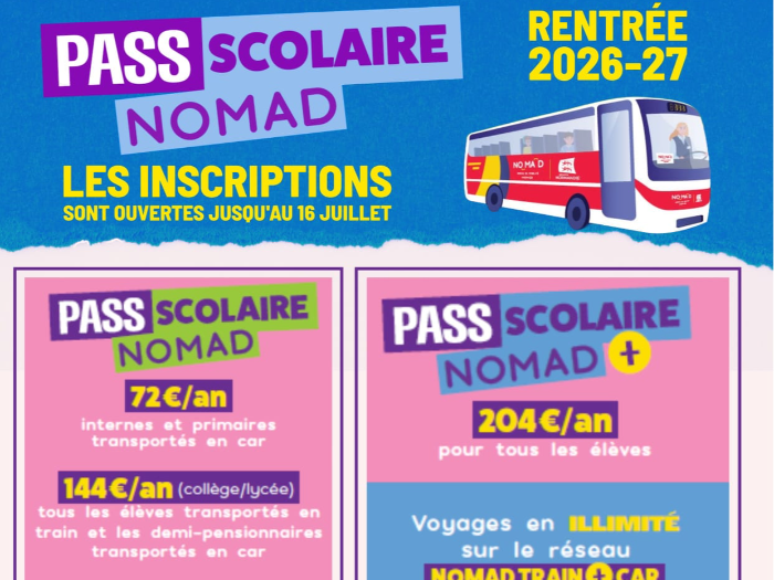 Illustration de l'article 'Pass scolaire Nomad gratuit.'